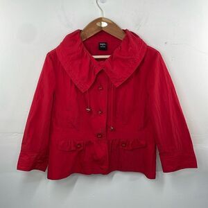 Tribal Red Button Down Long Sleeve Crop Jacket size 14
